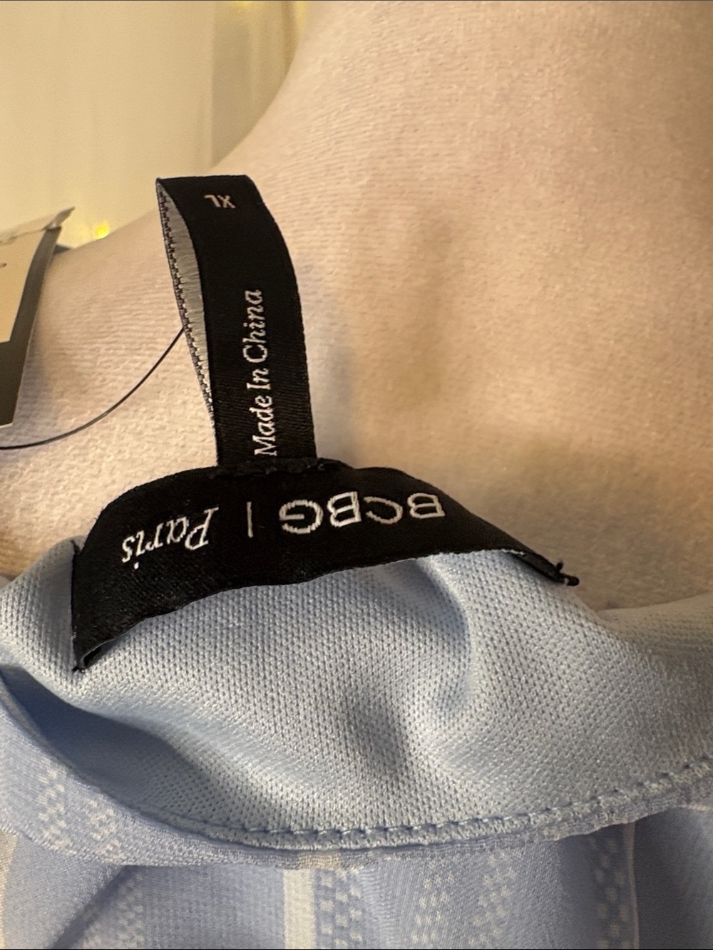 BCBG Pale Blue Striped V-Neck Midi Dress - Picture 2 of 3